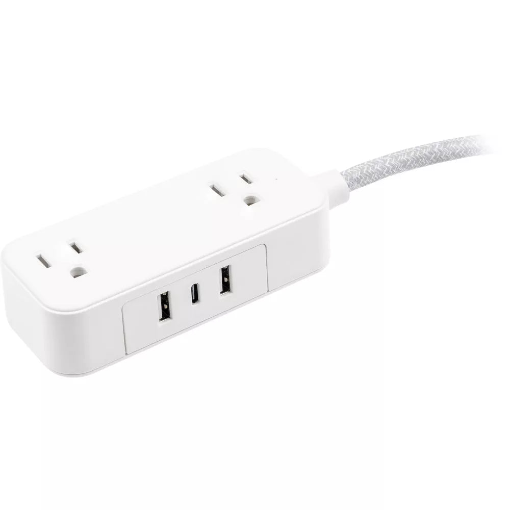 6‑Foot Braided Power Strip with USB‑A & USB‑C Ports