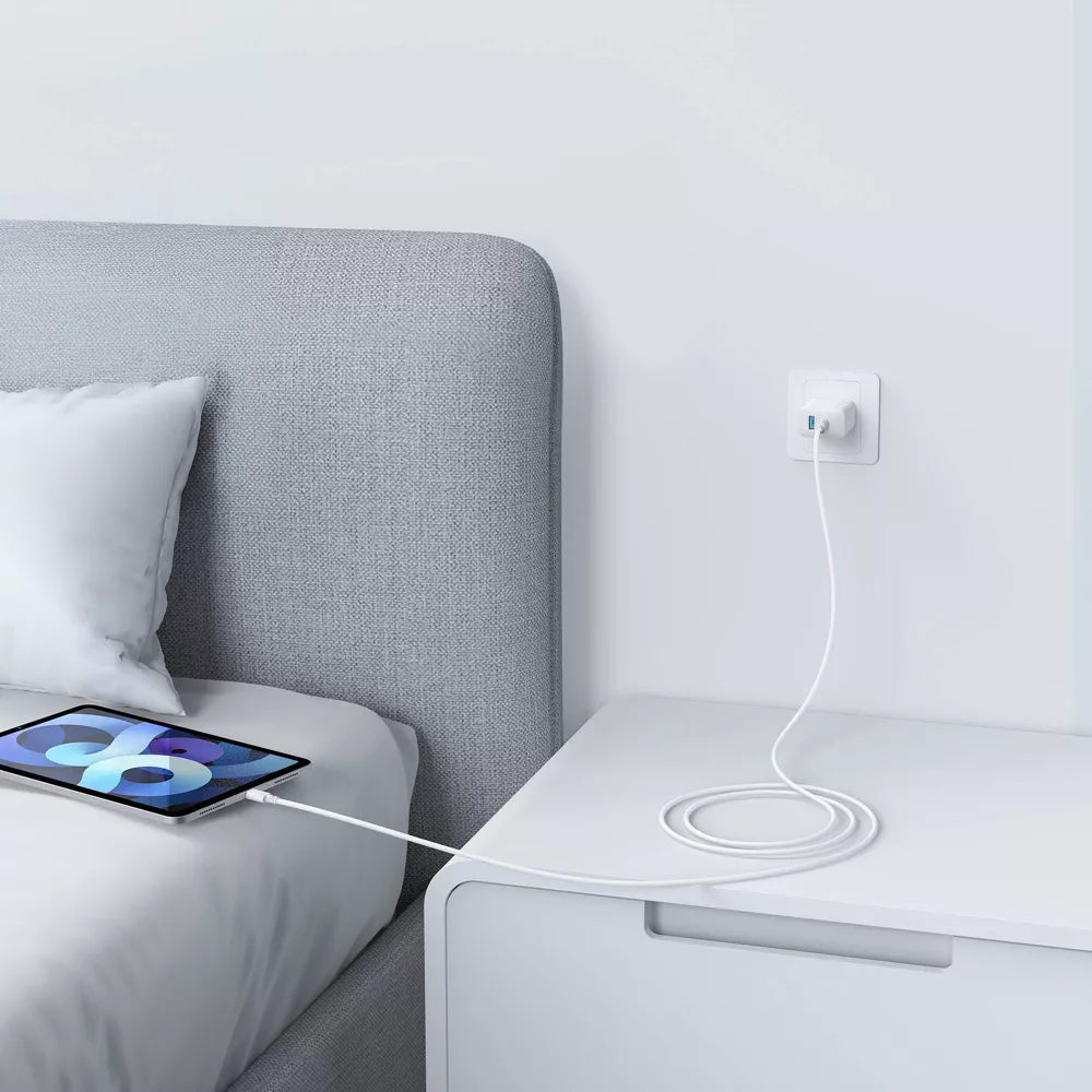 20W Dual‑Port USB‑A & USB‑C Wall Charger with Charging Cable