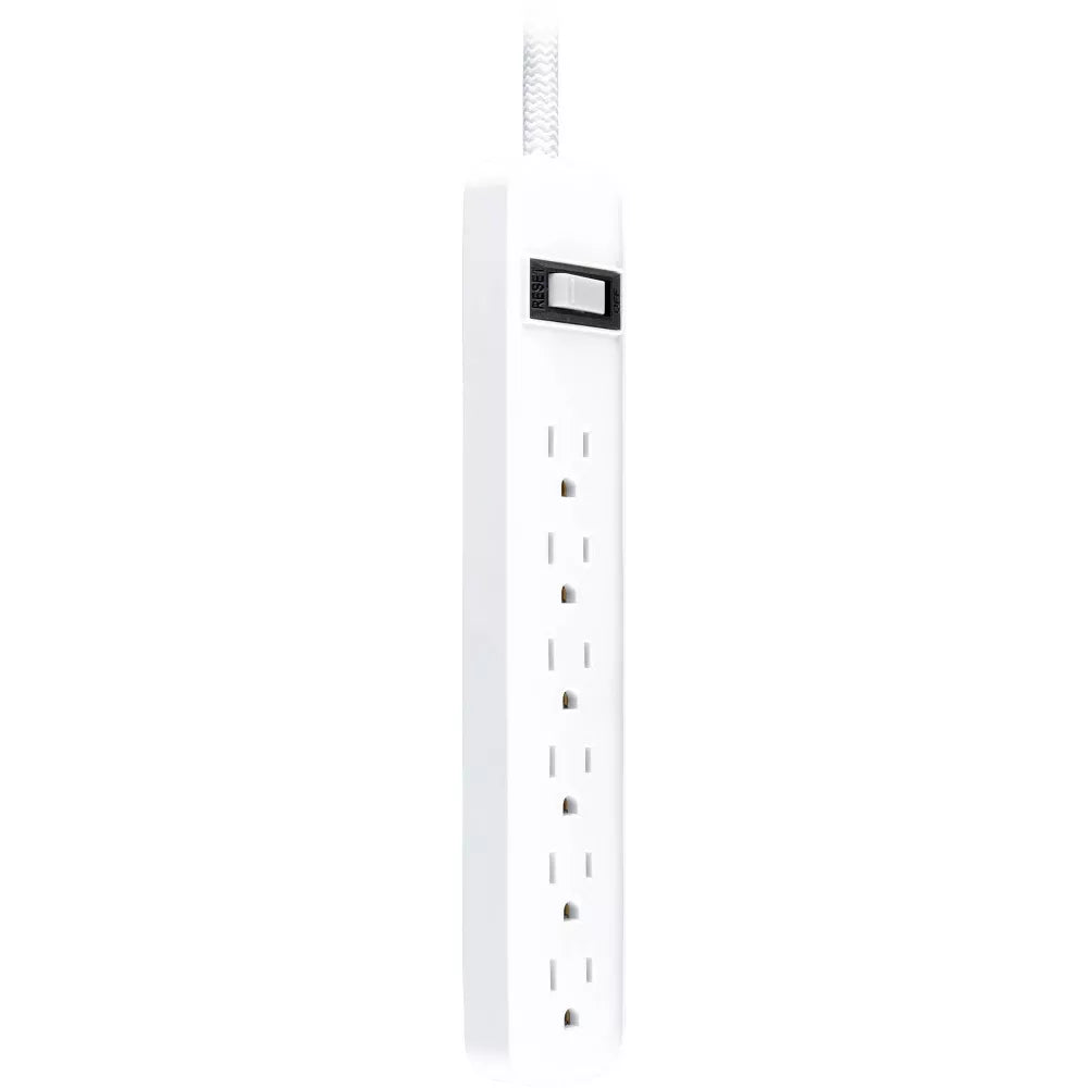 2‑Pack 2‑Foot Braided 6‑Outlet Surge Protector Power Strip