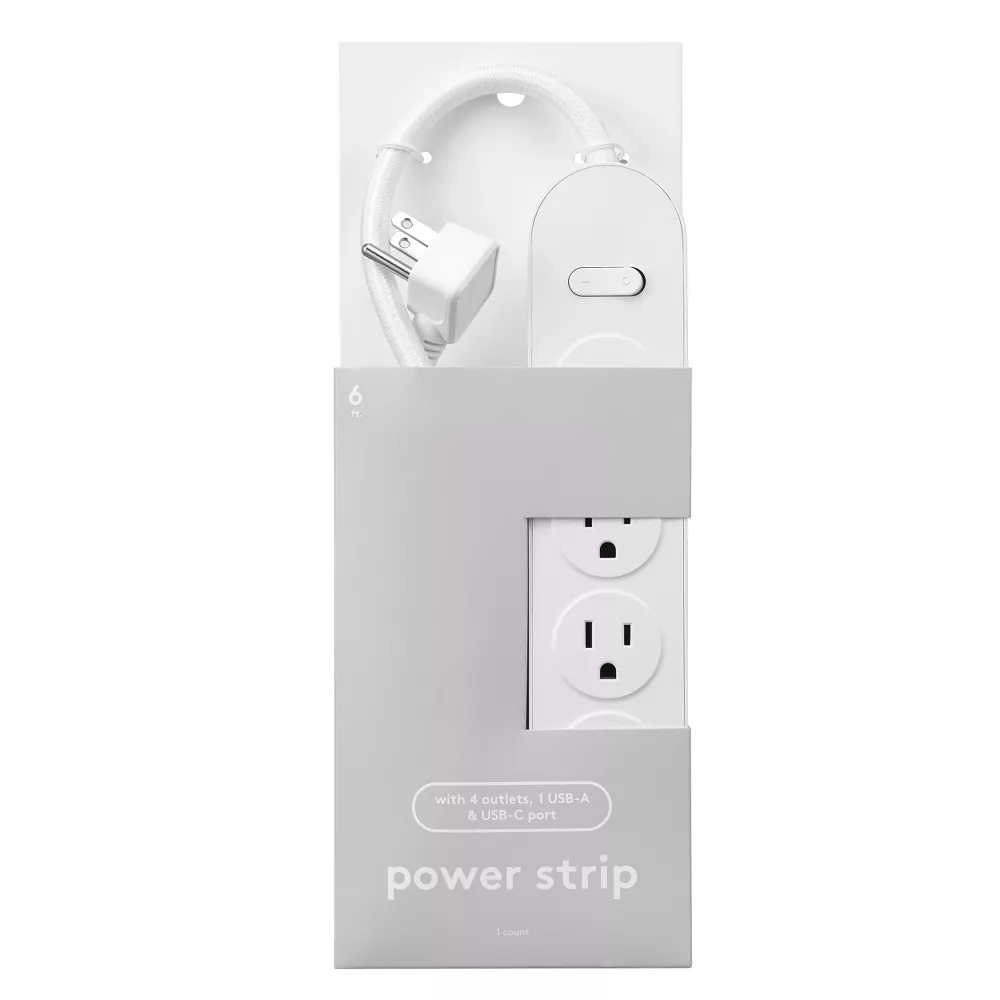 6‑Foot 4‑Outlet Power Strip with USB Ports