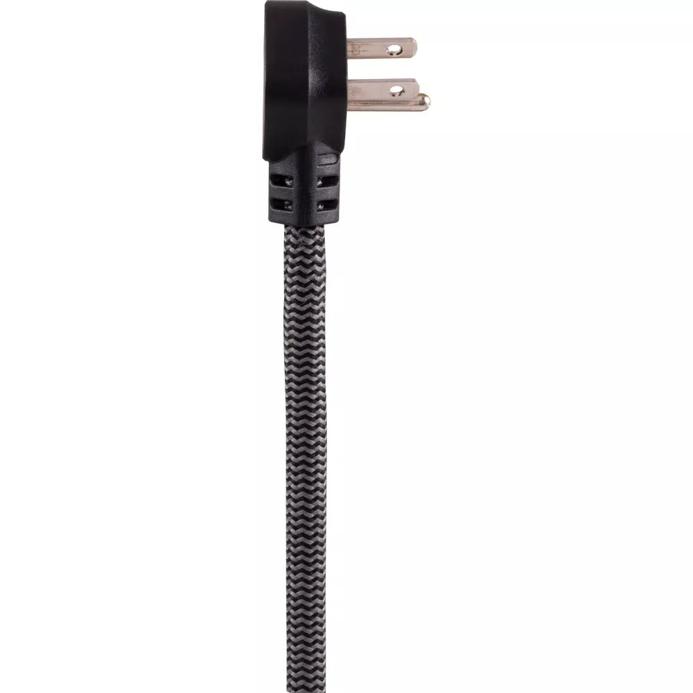 15‑Foot Braided Surge‑Protected Power Strip with 3 AC Outlets