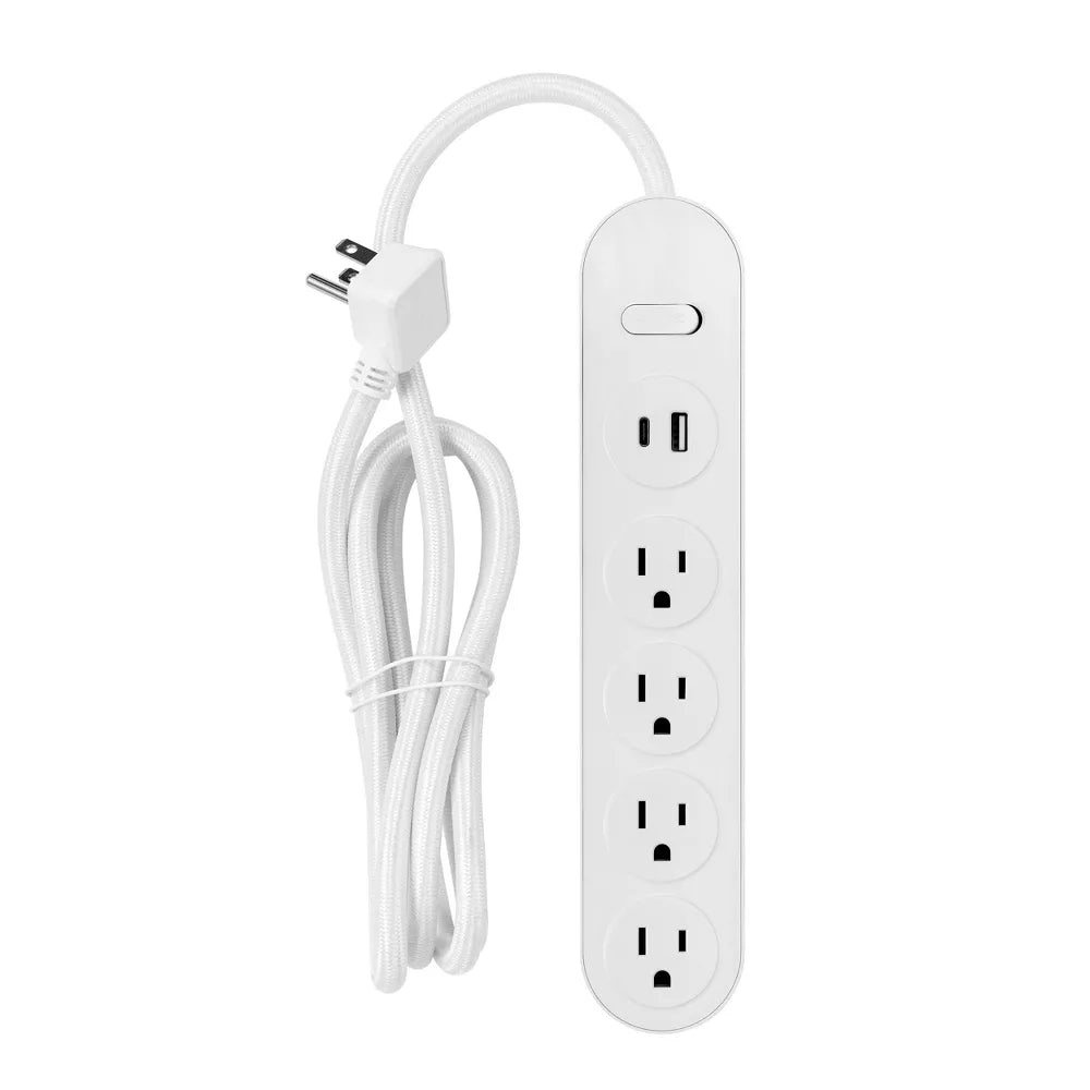 6‑Foot 4‑Outlet Power Strip with USB Ports